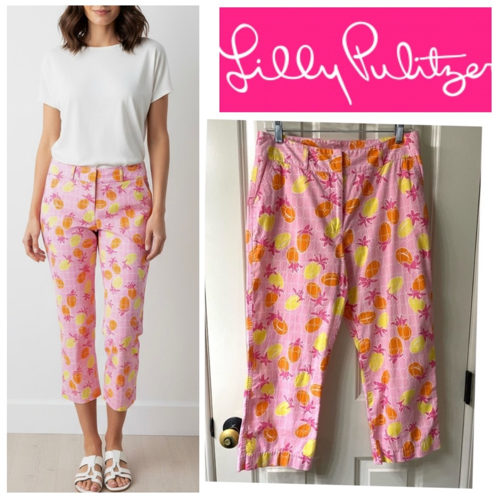 Lilly Pulitzer Liza Capri Pant Spanish Tile Bermuda Pink
